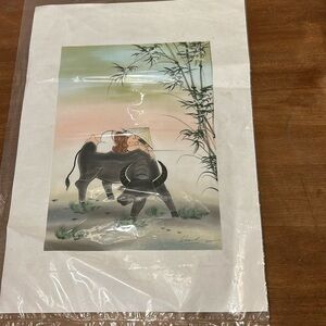 Vintage, unframed, Vietnamese, silk painting, signed 9“ x 11“